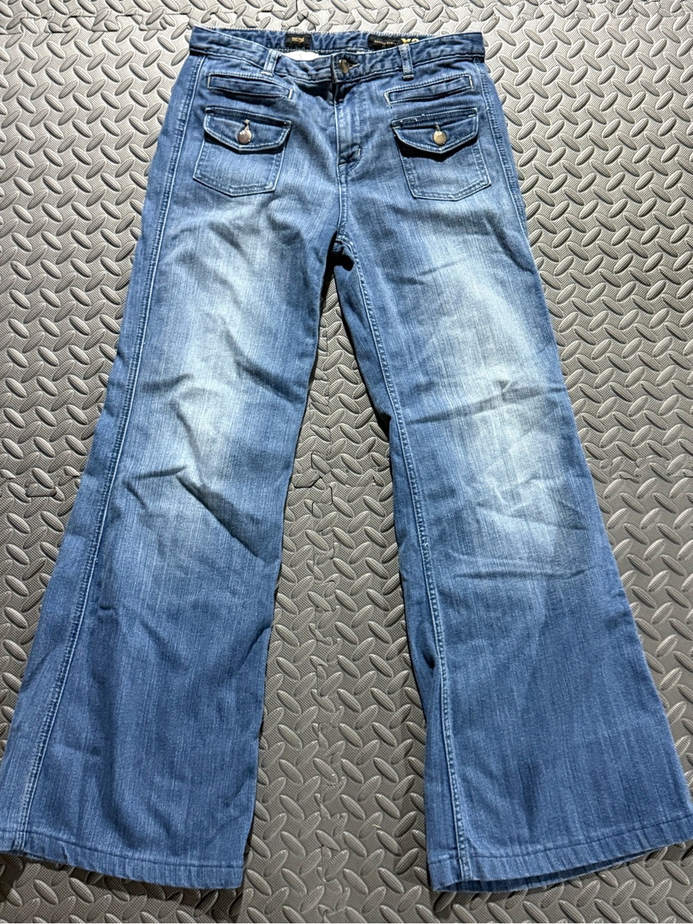 X2 Medium Blue Flare Wide-Leg Jeans